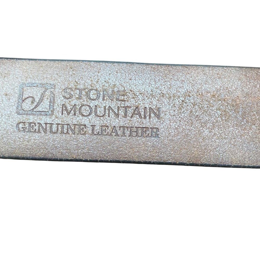 Stone Mountain Mens Brown Leather Belt Distressed Rugged Buckle Western XL42-44‎ - Picture 6 of 10